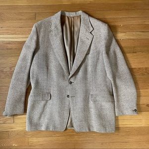 Vintage 1940s Harris Tweed DAKS Wool Sport Coat Herringbone 44R Tan England